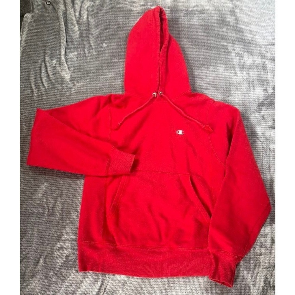 Champion Reverse Weave Hoodie Red Mens XS‎ Embroidered C Logo Sweatshirt